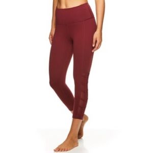 GAIAM High Rise Shiva Mesh Capri in Oxblood Red
